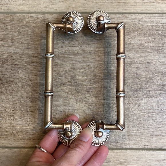 VTG Antique Brass Bamboo Drawer Pulls Hollywood Regency MCM - Picture 2 of 12